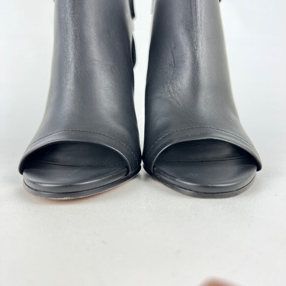 Vince Womens Kara Open Toe Wedge Sandal Black Leather Side Cutouts size 7 - Picture 6 of 16